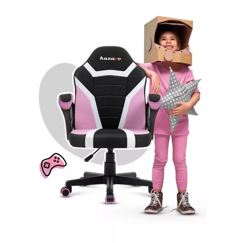 Vaikiška žaidimų kėdė Huzaro Ranger 1.0 Pink Mesh