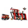 Konstruktorius LEGO City gaisrinė su sukiojamų kopėčių automobiliu 60414 — 843 detalės, 5 minifigūrėlės, 220×320×140 mm