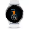 Išmanusis laikrodis GARMIN Venu 3 — 1,4 colio AMOLED, 45 mm korpusas, GPS, Wi‑Fi, 8 GB, sidabrinis/baltas, silikoninis dirželis