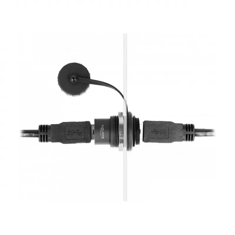 „Keystone“ modulis DELOCK 86966 — USB 3.2 Gen 1 Type-A į Type-A, juodas, 32,5×23,5 mm