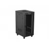 Stovintis 19 colių 24U montavimo spinta LANBERG 600x800 mm juoda su stiklinėmis durelėmis ir LCD išpjova (plokščia pakuotė) v2