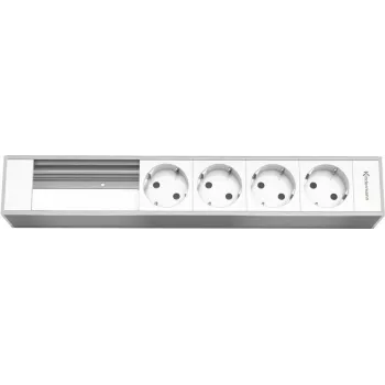Konnect flex 45 montavimo dėžutė 4 maitinimo ir 2 tuštiems moduliams, modelis Kindermann 7449000304, anoduotas natūralus aliuminis