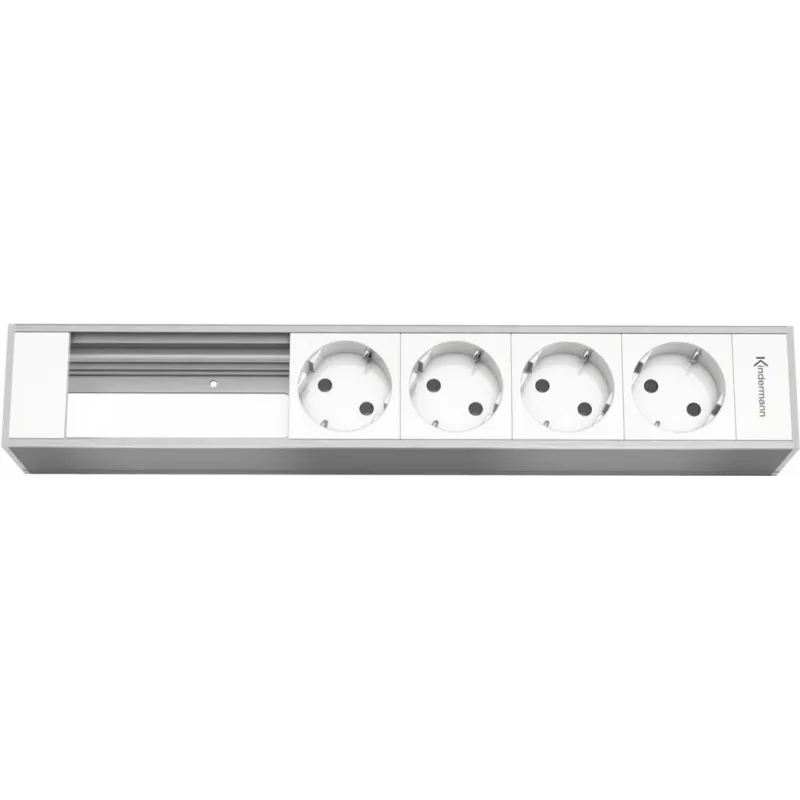 Konnect flex 45 montavimo dėžutė 4 maitinimo ir 2 tuštiems moduliams, modelis Kindermann 7449000304, anoduotas natūralus aliuminis