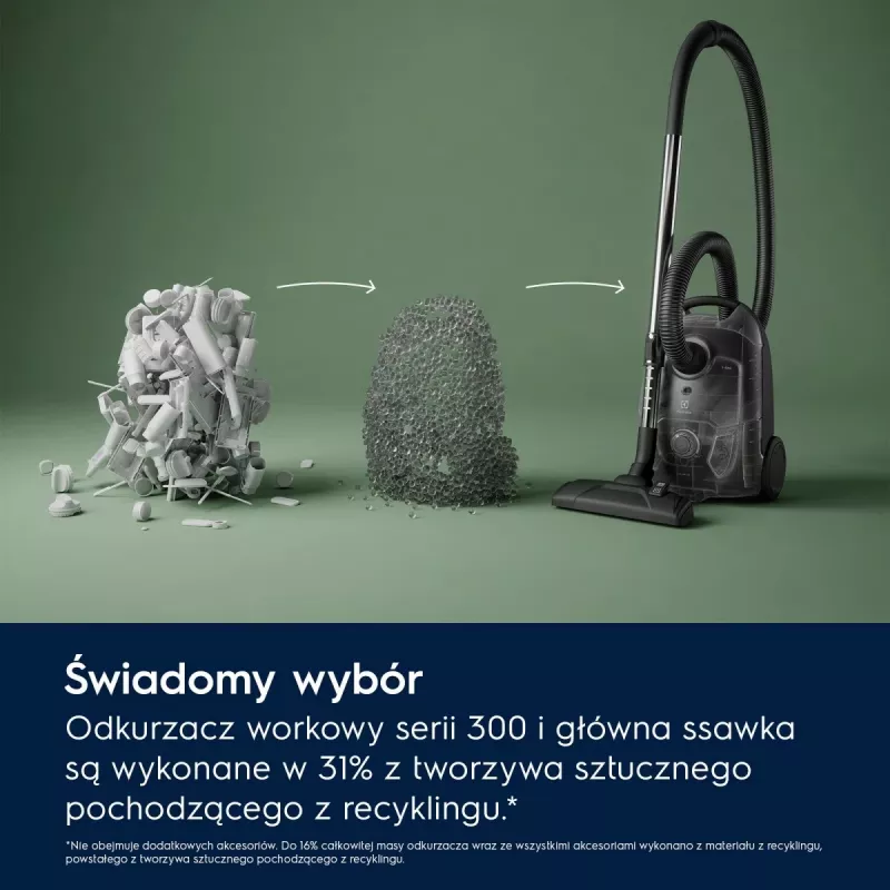 Būgninis dulkių siurblys Electrolux EB31C1DB 750 W, 3 l dulkių maišelis, HEPA filtras, teleskopinis plieninis vamzdis