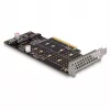 DeLOCK PCI Express x8 plokštė su 2 vidiniais NVMe M.2 Key M lizdais, naudojanti bifurkaciją, žemo profilio