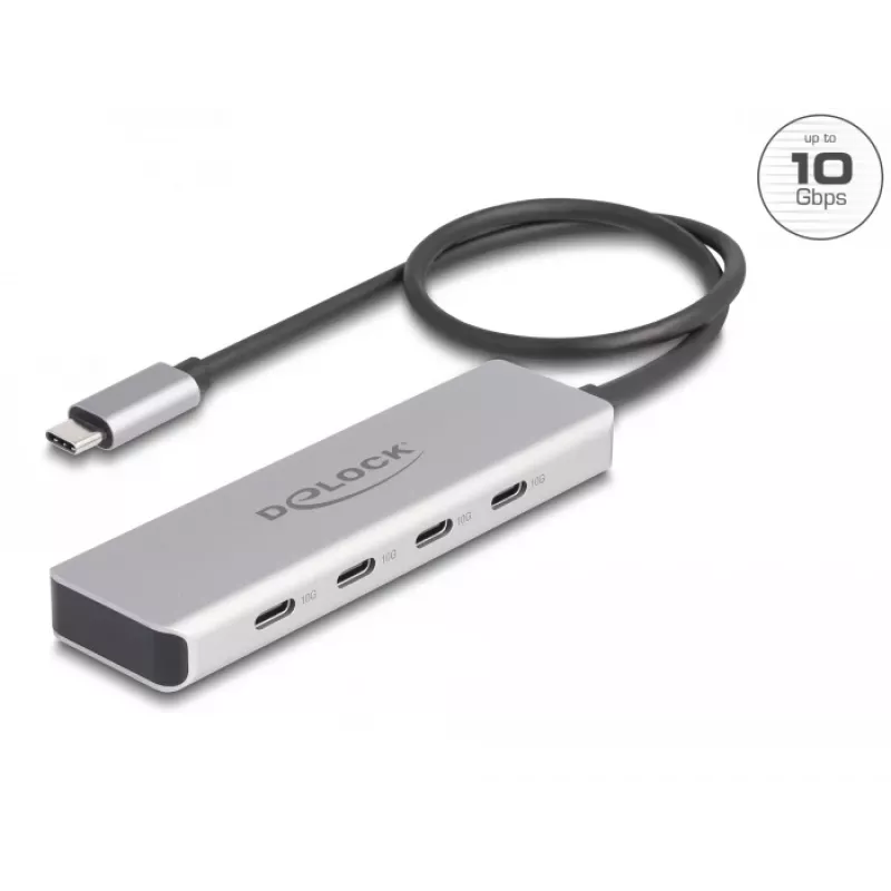 DeLOCK USB Type-C šakotuvas 10 Gbps 4 prievadai aliuminis pilkas
