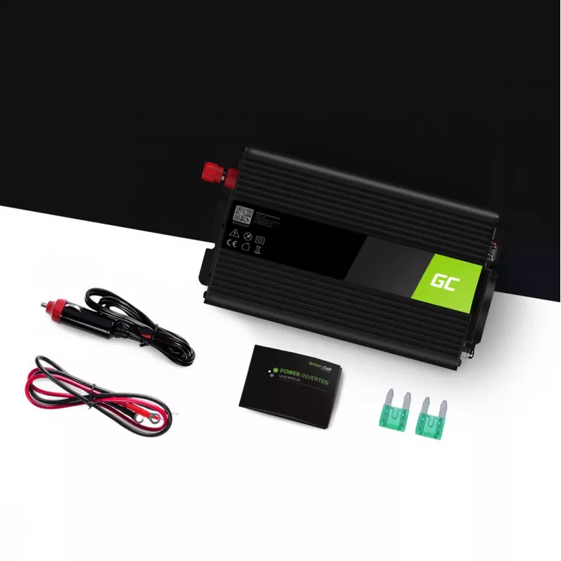 Maitinimo keitiklis Green Cell INV04DE, 24 V įvestis, 230 V išvestis, 500 W, 50 Hz, universalus maitinimo adapteris, juodas
