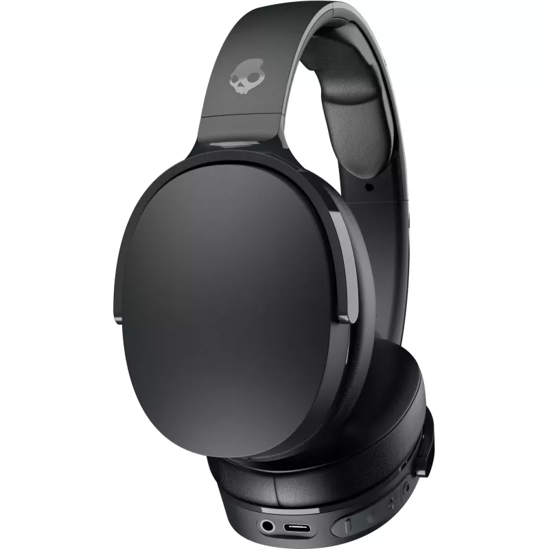 Ausinės ant galvos Skullcandy Hesh Evo — laidinės ir Bluetooth 5.0, 36 h baterija, USB-C, 3,5 mm, sulankstomos, triukšmo slopinimas, juodos