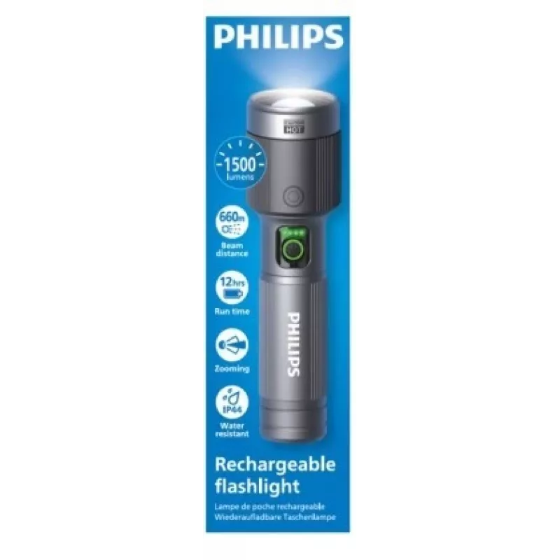 Philips įkraunamas USB-C žibintuvėlis 1500 lm 2000 mAh