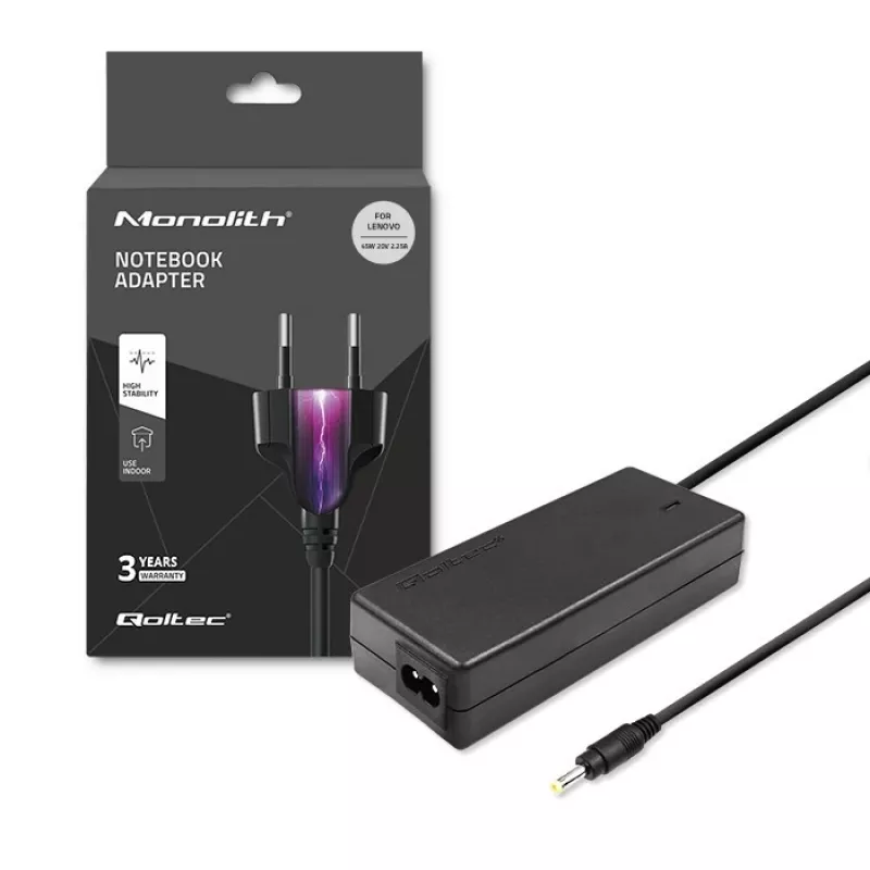Qoltec 51509.45W maitinimo adapteris, skirtas Lenovo | 45W | 20V | 2,25A | 4,0*1,7 | +maitinimo laidas