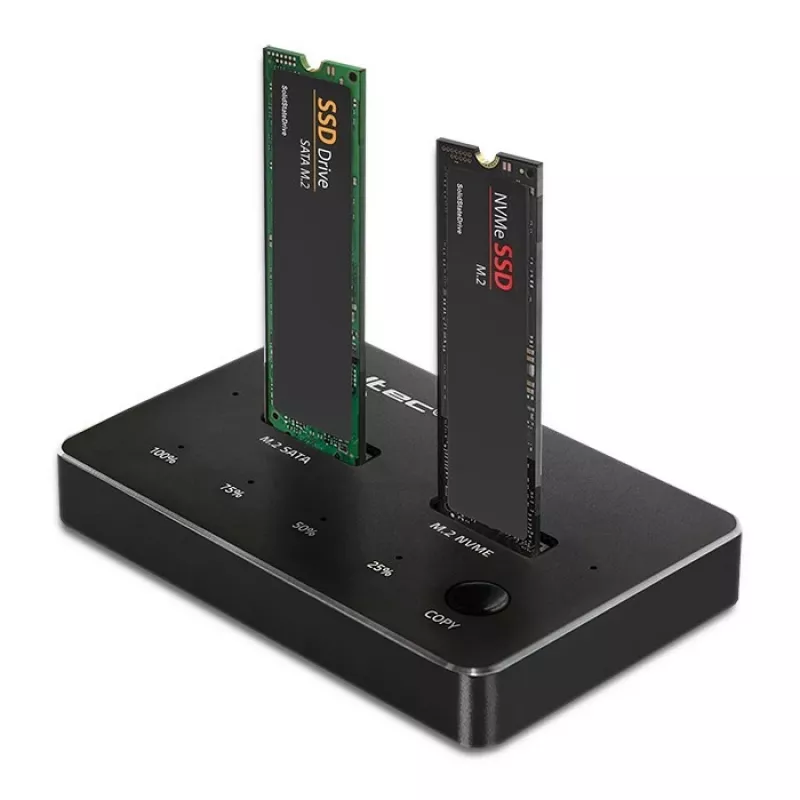 Qoltec 52274 M.2 SSD diskų prijungimo stotelė | NVMe | SATA | USB-C | DUAL 2 x 2TB