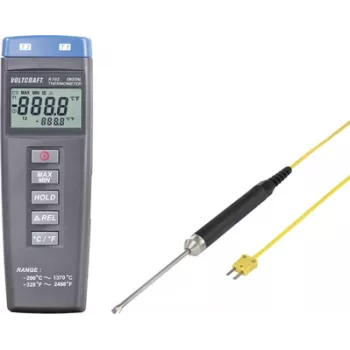 VOLTCRAFT K102 + TP 207 temperatūros matavimo prietaisas nuo -200 iki +1370 °C K tipo zondas