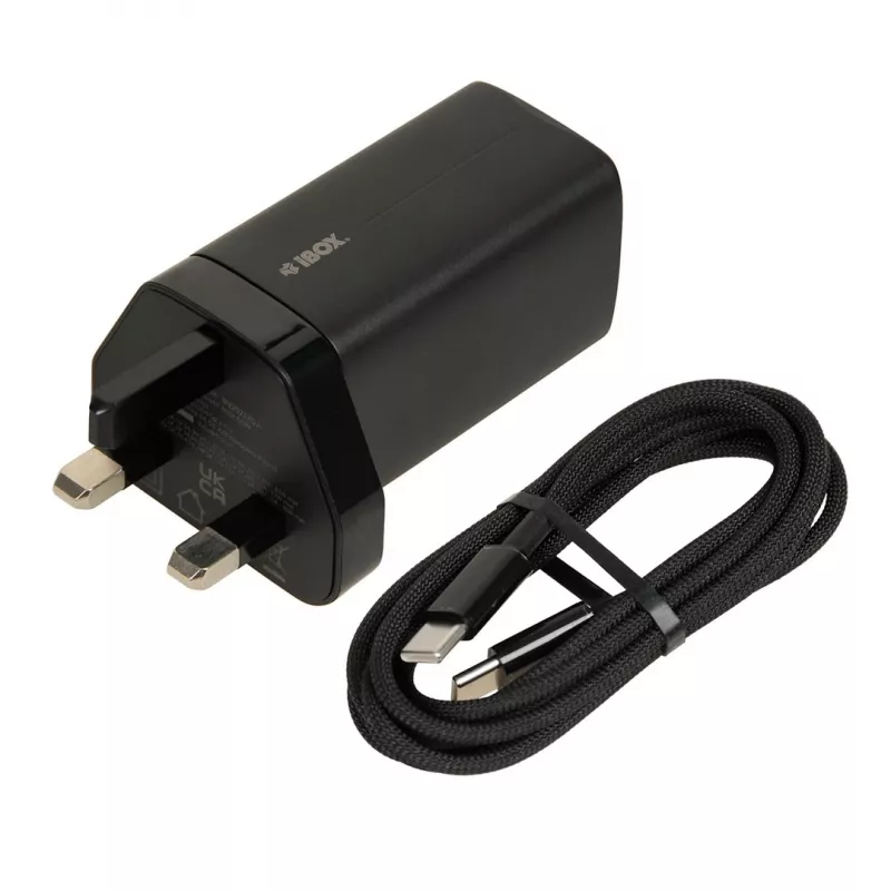 iBOX C-65 Juoda, GaN 65W universalus įkroviklis JK kištukas