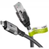 Ethernet kabelis USB-C 3.2 Gen2 kištukas > RJ-45 kištukas (juoda/sidabrinė, 5 metrai, pintas tekstilinis apvalkalas)