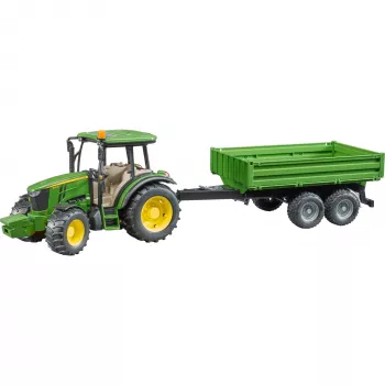 Traktoriaus modelis BRUDER John Deere 5115 M su savivarčiu priekaba