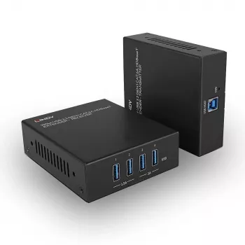 Lindy 100m USB 3.2 Gen 1 Cat.6A HDBaseT ilgintuvas, siųstuvas ir imtuvas, laidinis, 100 m, Cat6a, juodas, metalinis
