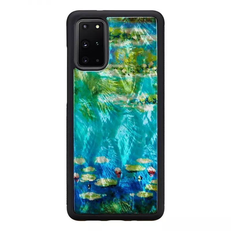 Telefono dėklas iKins, skirtas Samsung Galaxy S20+ — juodas vandens lelijų dizainas