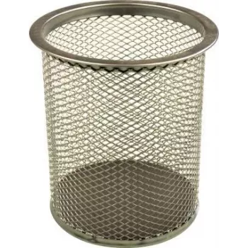 helit Rašiklių laikiklis tinklinis H2518100 9x10 cm apvalus vienvietis metalinis sidabrinis (H2518100)
