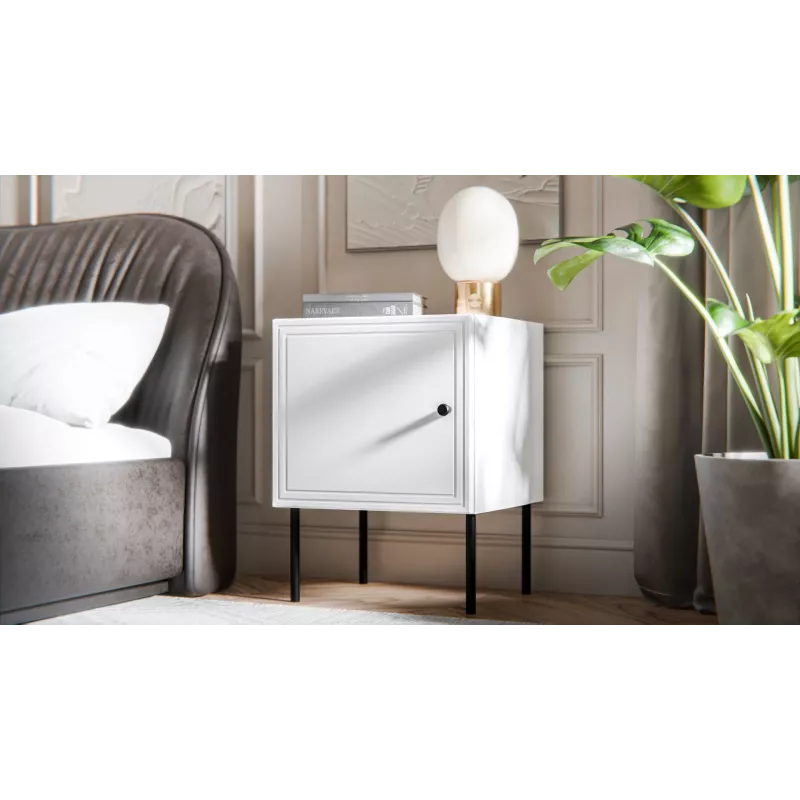 Naktinių staliukų rinkinys 2 vnt. cama meble PALAZZO BIS 45×39×A59 cm, balta matinė, MDF/medžio drožlių plokštė