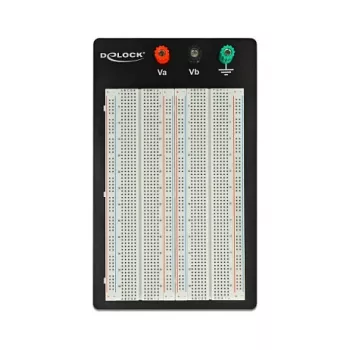 Breadboard DELOCK 18314 — belituojamoji prototipų plokštė, metalas/plastikas, 109×165×1 mm, juoda/balta