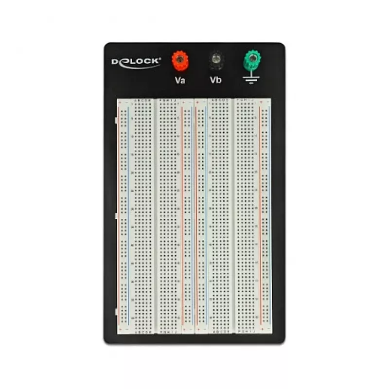Breadboard DELOCK 18314 — belituojamoji prototipų plokštė, metalas/plastikas, 109×165×1 mm, juoda/balta