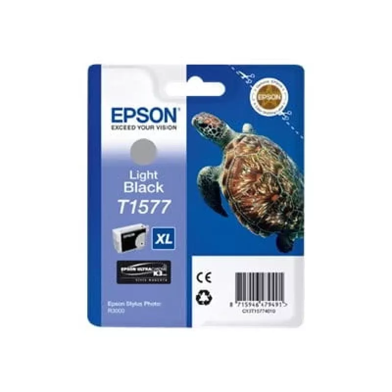 Epson Turtle T1577 Šviesiai juodas, Didelės talpos (XL), Šviesiai juodas, Pigmentinis rašalas, 25.9 ml, 1 vnt., 23000 puslapių