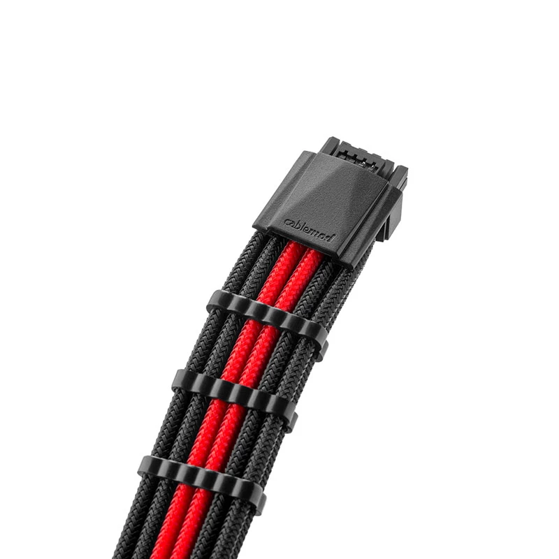 CableMod C-Series PRO RM Juoda Label maitinimo kabelių rinkinys CM‑PCSR‑16P3KIT‑NKKR‑R — juodos ir raudonos spalvos įdėklais dengti PSU kabeliai
