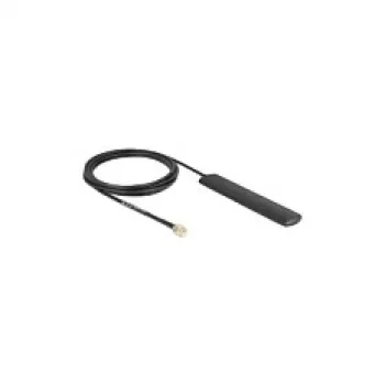WiFi antena DELOCK 5,8 GHz RP-SMA kištukas visakryptė 3 dBi su 3 m RG-174 kabeliu, juoda, lipni
