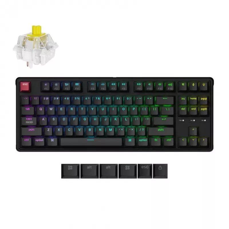 Laidinė mechaninė klaviatūra Keychron C3PX-H1 RGB, kompaktiškas išdėstymas, USB-C laidinis ryšys