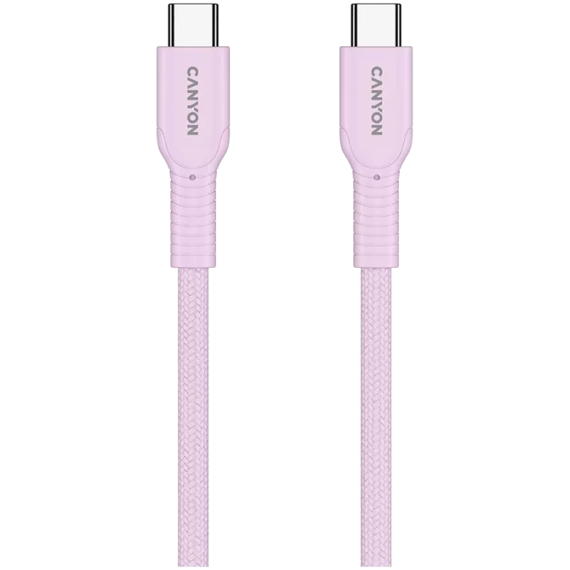 CANYON kabelis OnWire 60CL C-C 60W COLOR Braided 1m Pink