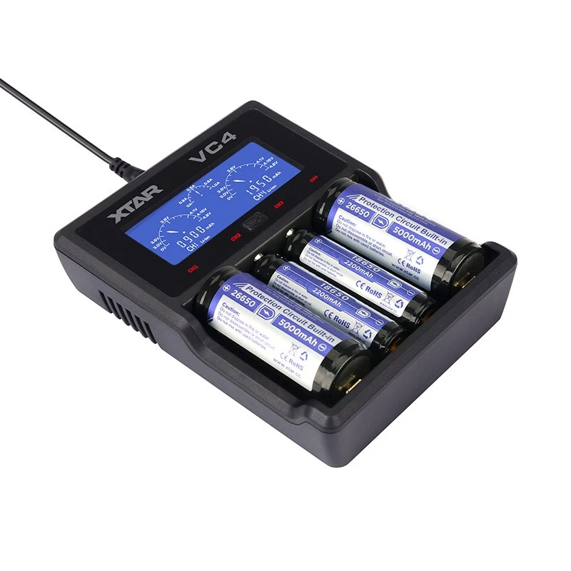 XTAR VC4 buitinis akumuliatorių įkroviklis USB