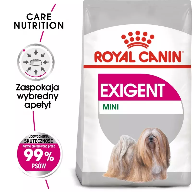 Sausas šunų maistas Royal Canin Mini Exigent 1 kg — mažų veislių senjorams, 30 % baltymų, 22 % riebalų