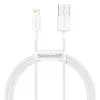 „Baseus CALYS-A02“ mobiliojo telefono laidas, baltas, 1 m, USB A / Lightning