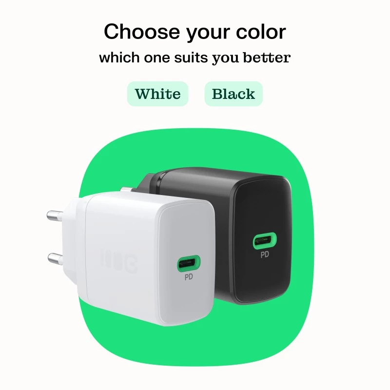 Maitinimo adapteris Green Cell PowerSource Solo30 30W juodas — USB‑C vieno prievado įkroviklis