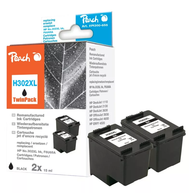 Peach PI300-655 rašalo kasetė 2 vnt. Suderinama Juoda