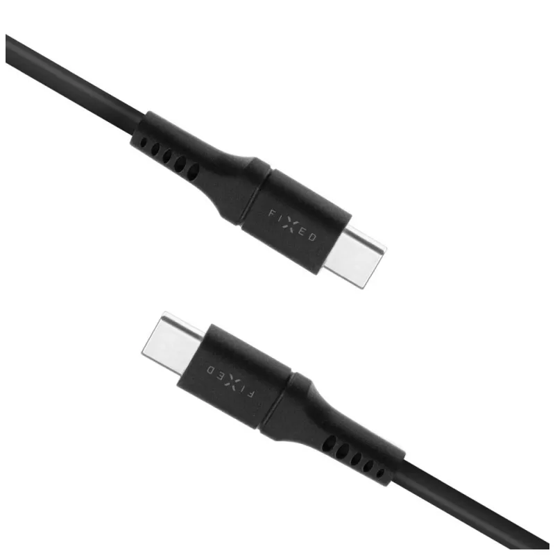 USB-C į USB-C kabelis FIXED FIXDLS-CC12-BK, 1,2 m, 60 W galia ir duomenys