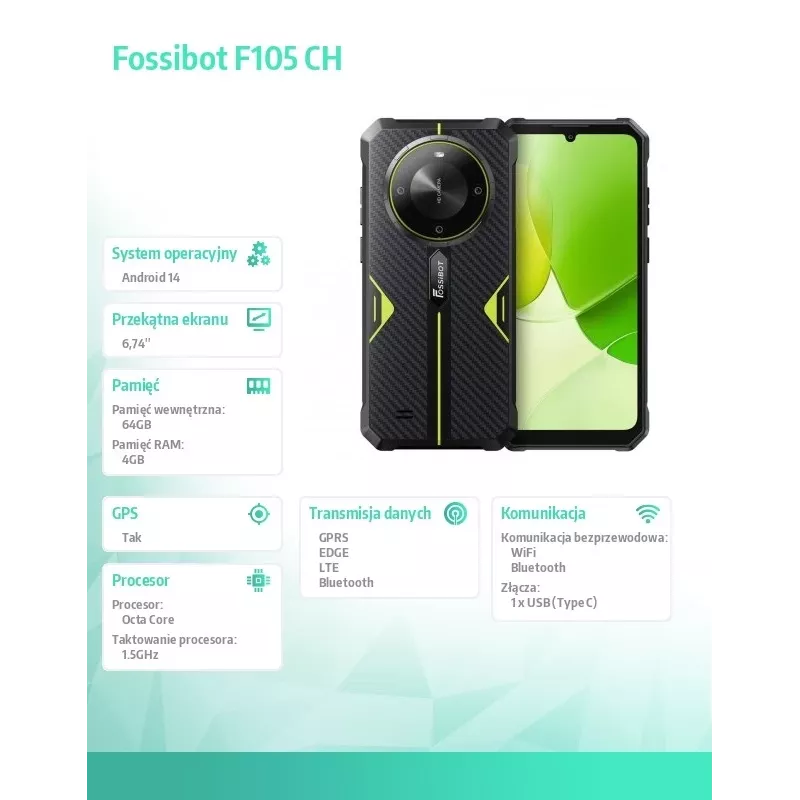 Išmanusis telefonas FOSSiBOT F105 — modelis F105 žalias CH