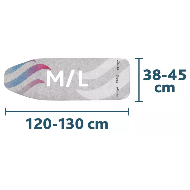 Lyginimo lentos viršutinis užvalkalas VILEDA Total Reflect mėlynos, pilkos, baltos spalvos, skirtas 1300 x 450 mm lentoms