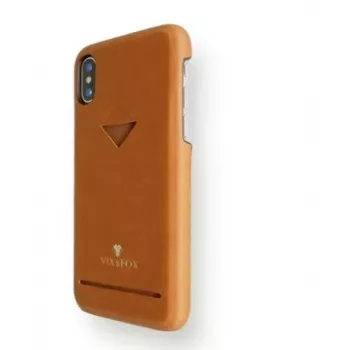 „VixFox“ kortelių lizdo galinis korpusas, skirtas „iPhone XSMAX“ – karamelės ruda, nugarėlės dėklas su kortelių kišene