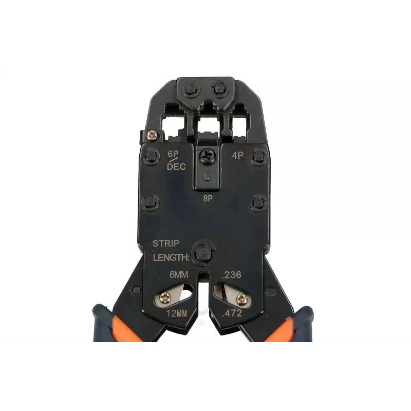 Extralink RJ45 užspaudimo įrankis 4P+6P+8P su reketu moduliniams kištukams, 1 vnt.