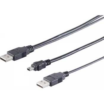 USB-Y kabelis ShiverPeaks 77150 — 2× USB-A į USB-B Mini (5 kontaktų) maitinimo kabelis