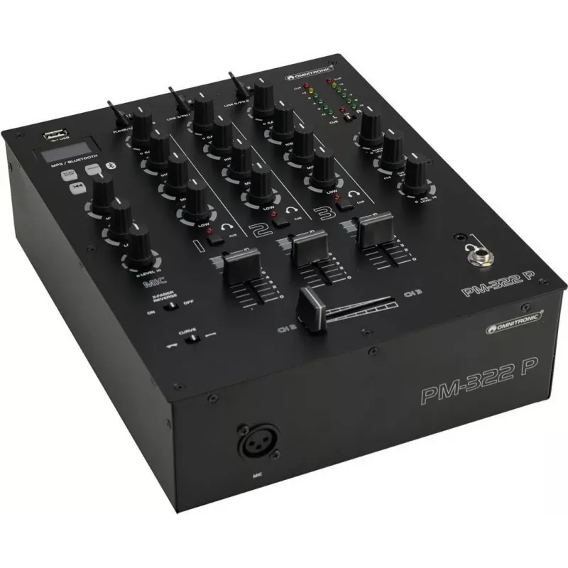 DJ maišytuvas Omnitronic PM-322P 3 kanalų su Bluetooth ir USB grotuvu