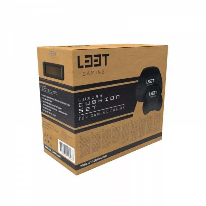 L33T Gaming 160382 Prabangus žaidimų kėdės pagalvėlių rinkinys, Atminties putos, Aksomas, Itin minkštas, Juodas