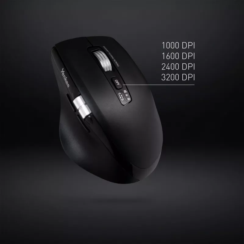 Belaidė pelė YENKEE SPIN DUAL 2095BK — kompaktiška dviejų režimų optinė pelė, modelis YMS 2095B SPIN