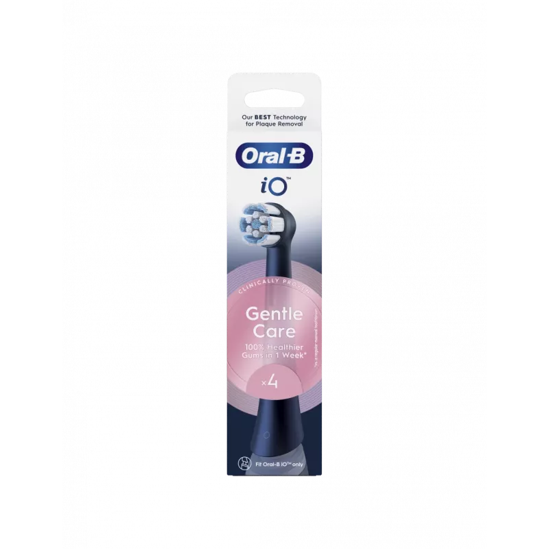 Oral-B iO Gentle Care keičiamos šepetėlių galvutės, juodos, 4 vnt.