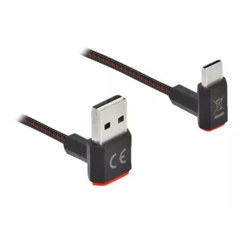 USB kabelis DeLOCK EASY-USB 2.0 Type-A kištukas į Type-C kištuką kampuotas 0,5 m juodas