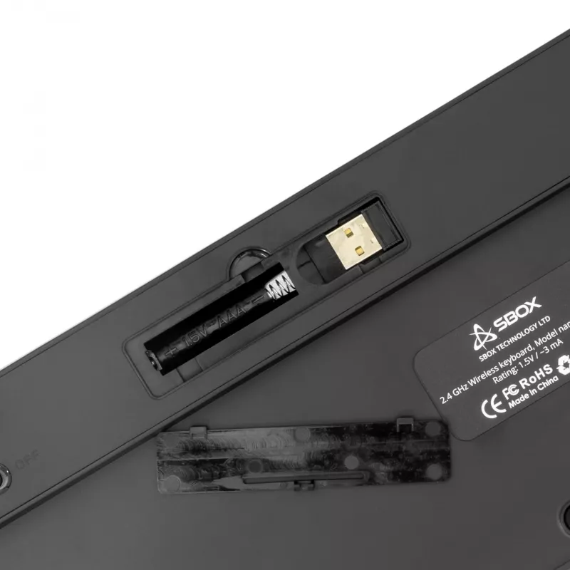 Belaidė klaviatūra SBOX WK-26 US su daugialypės terpės klavišais ir US išdėstymu