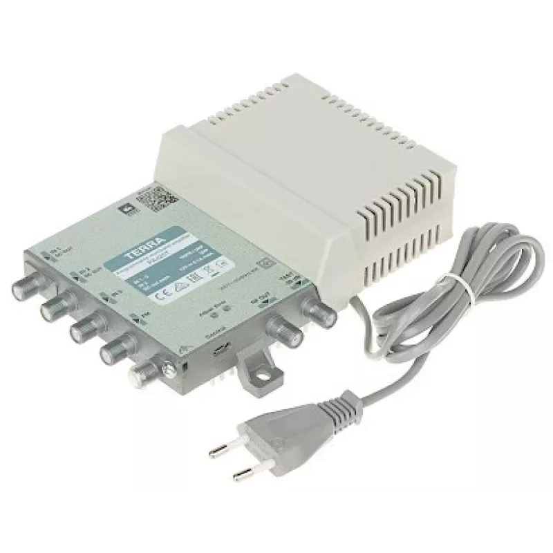 Daugiajuostis stiprintuvas Terra PA-420T 420W galios 4 kanalai – antžeminės TV/FM/SAT signalų skirstymas