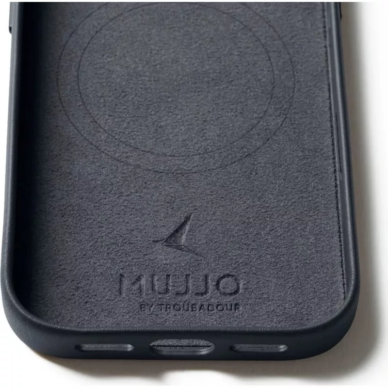 Mujjo pilna odinė dėklas MagSafe dėklas iPhone 17 Pro pilkas