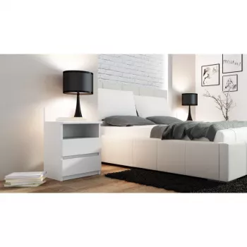 Topeshop M1 BIEL MAT nightstand/Naktinis staliukas 2 stalčius(s) baltas